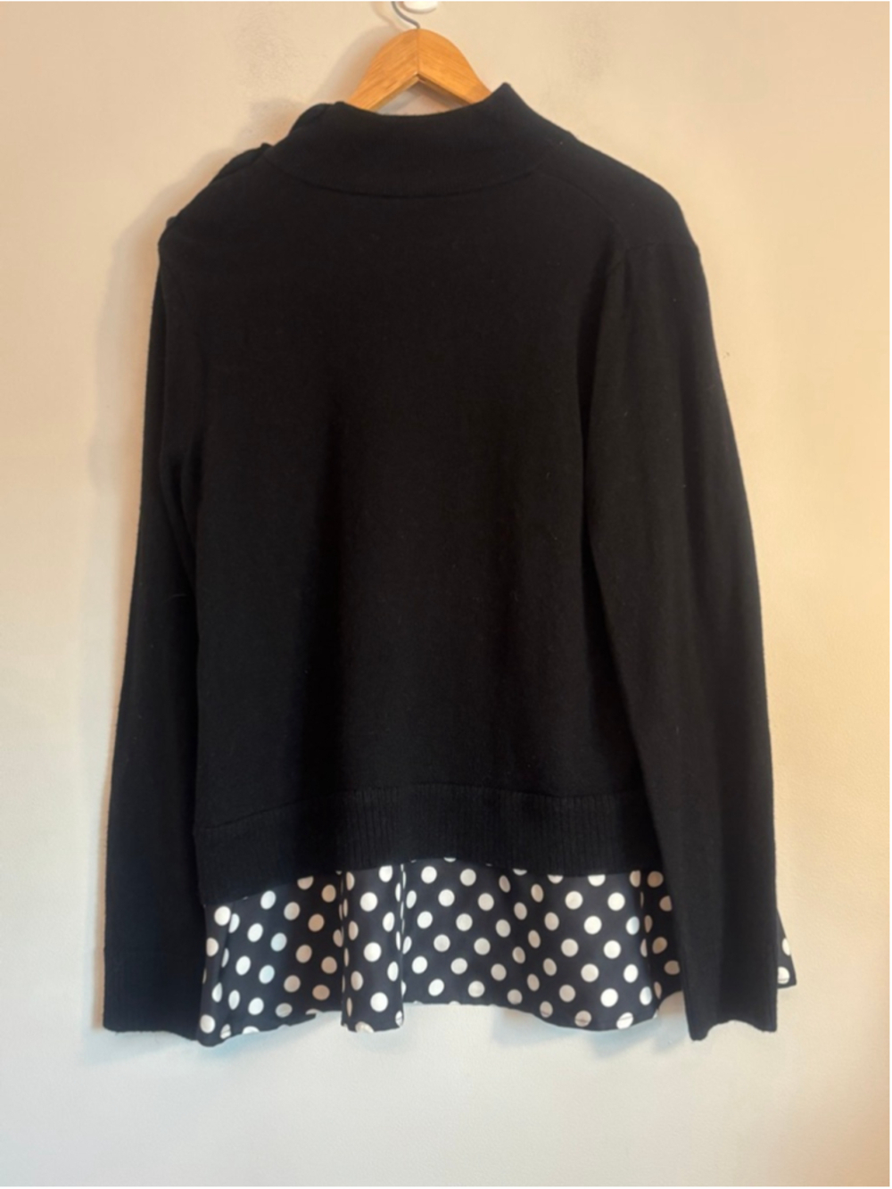 Kate Spade Imagination Sweater Mock Neck Button Shoulder Polka Dot Wool Silk L - Picture 5 of 12